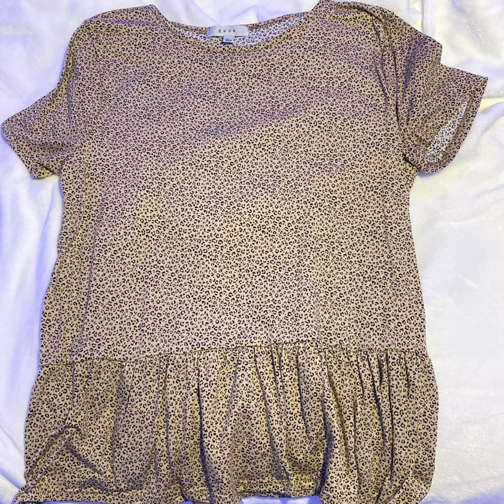 Cheetah Print Flared Tee Sz L